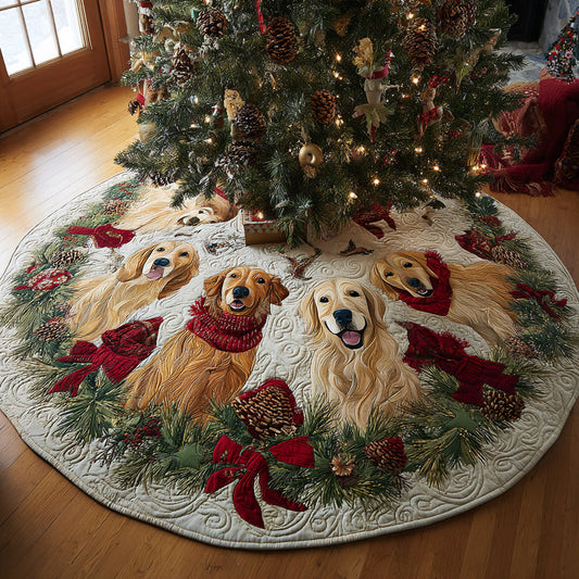 Golden Retriever Blessing Quilted Christmas Tree Skirt NCU0DV8116