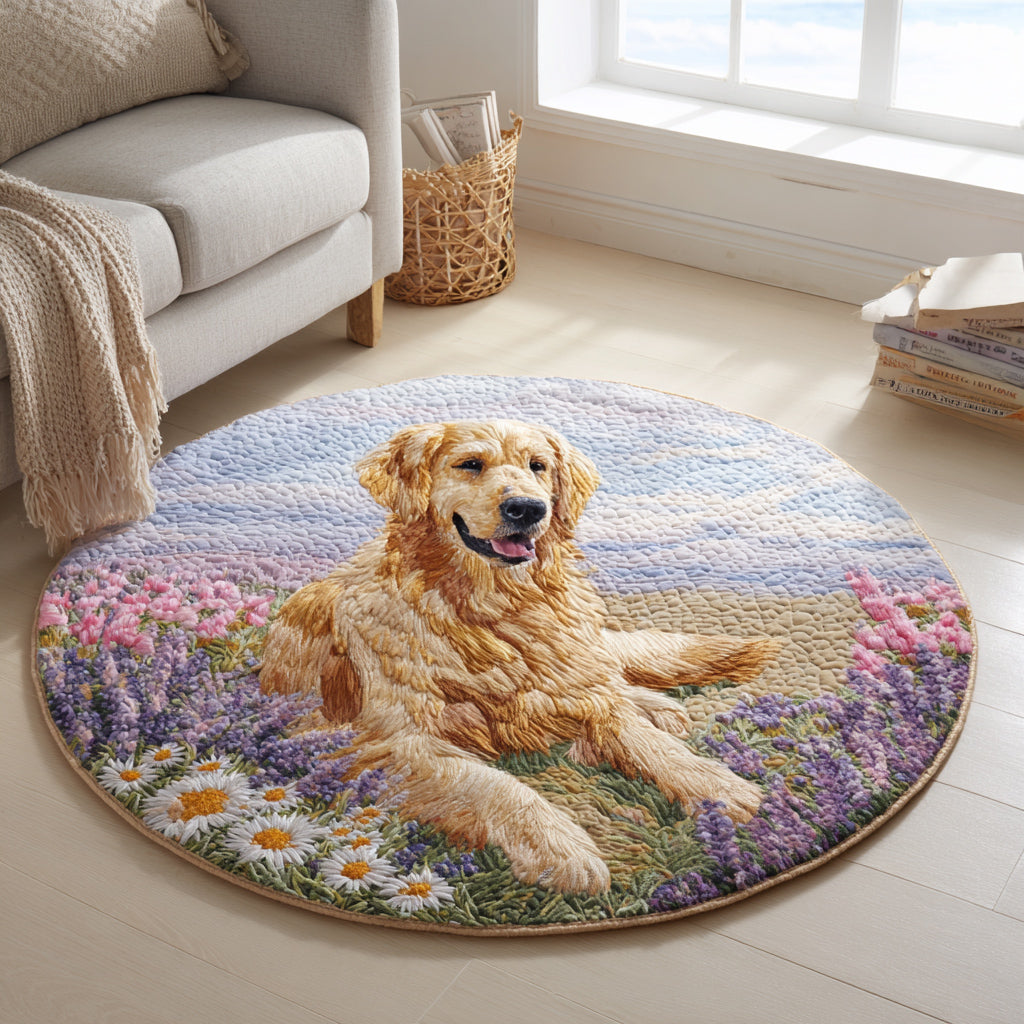 Golden Retriever Bloom Quilted Round Mat NCU0HH1573