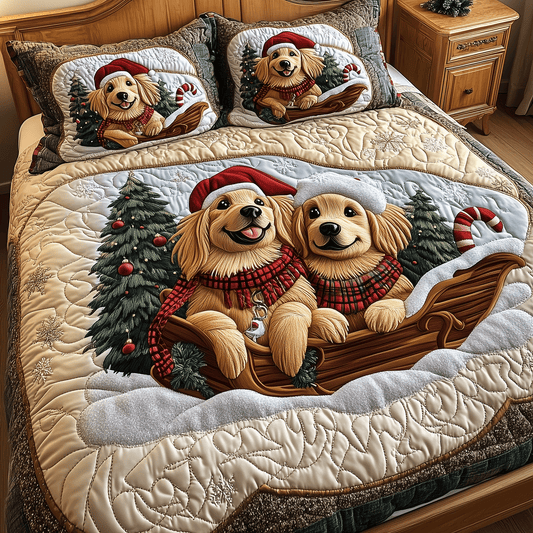 Golden Retriever Cheer 3-Piece Quilted Bedding Set NCU0TH2323