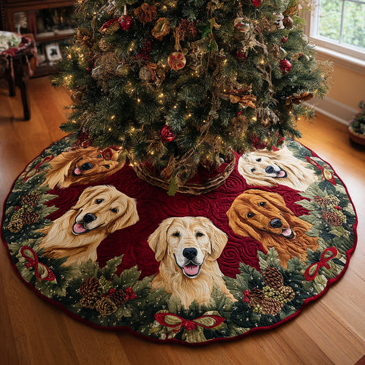 Golden Retriever Comfort Quilted Christmas Tree Skirt NCU0DV8123