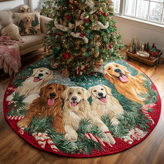 Golden Retriever Comfort Quilted Christmas Tree Skirt NCU0DV8164