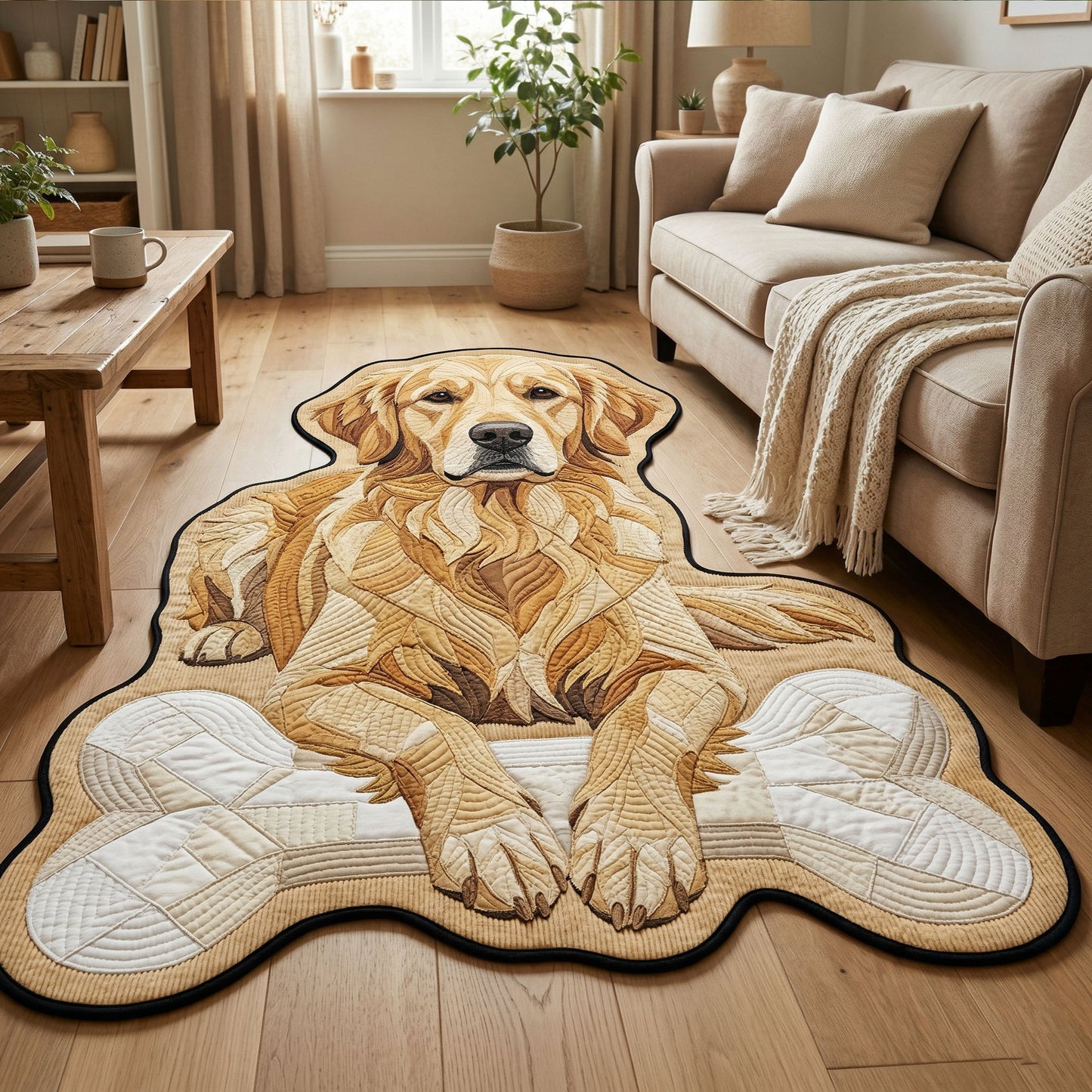 Golden Retriever Custom Shape Area Rug NCU0NT12614
