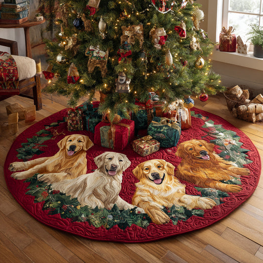 Golden Retriever Dream Quilted Christmas Tree Skirt NCU0DV8169