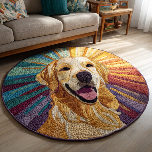 Golden Retriever Glee Quilted Round Mat NCU0HH1576