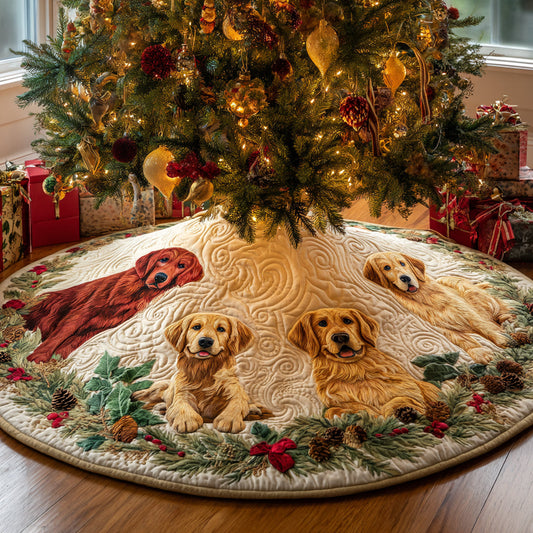 Golden Retriever Glow Quilted Christmas Tree Skirt NCU0DV8120