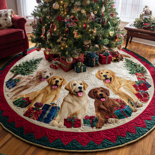 Golden Retriever Glow Quilted Christmas Tree Skirt NCU0DV8161