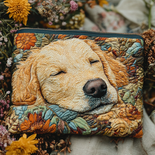 Golden Retriever Glow Quilted Zipper Pouch NCU0DK9654
