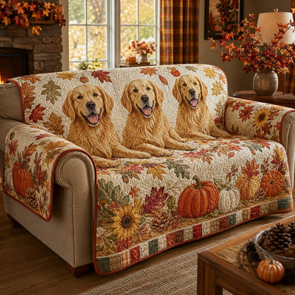 Golden Retriever Harvest Quilted Sofa Cover NCU0HH2099