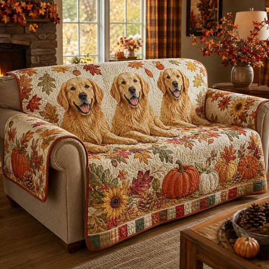 Golden Retriever Harvest Quilted Sofa Cover NCU0HH2099