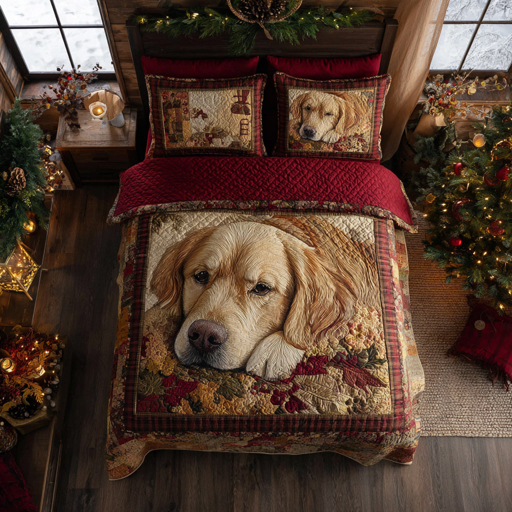 Golden Retriever Haven 3-Piece Quilted Bedding Set NCU0HH1566