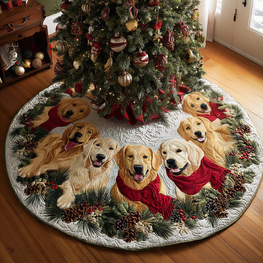 Golden Retriever Joy Quilted Christmas Tree Skirt NCU0DV8113