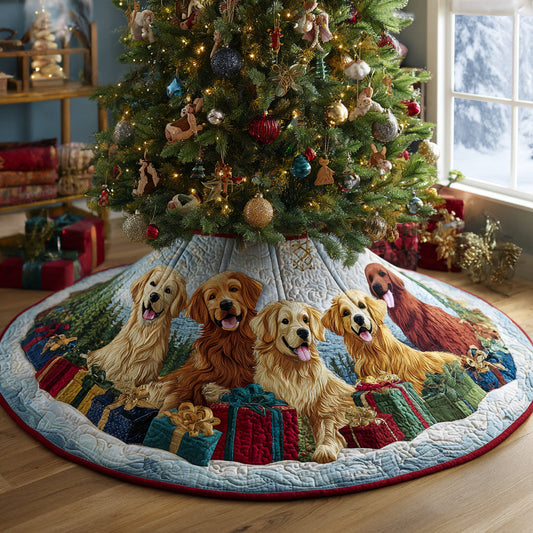 Golden Retriever Love Quilted Christmas Tree Skirt NCU0DV8170