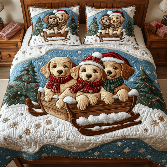 Golden Retriever Magic 3-Piece Quilted Bedding Set NCU0TH2326