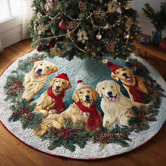 Golden Retriever Magic Quilted Christmas Tree Skirt NCU0DV8115