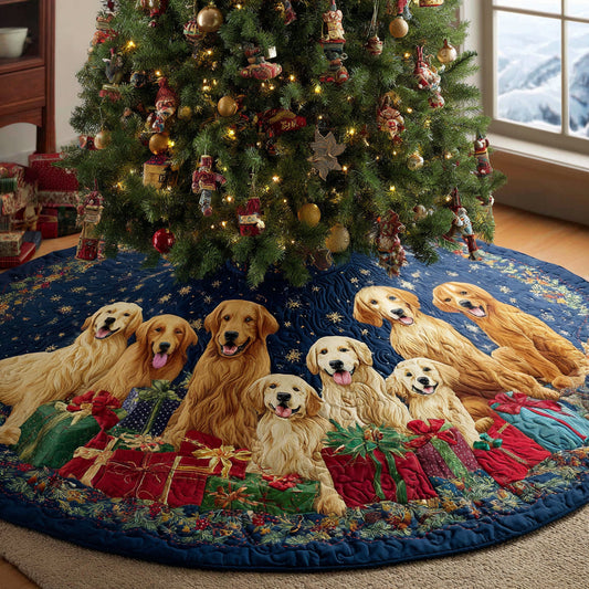 Golden Retriever Magic Quilted Christmas Tree Skirt NCU0DV8156