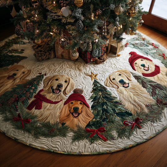 Golden Retriever Noel Quilted Christmas Tree Skirt NCU0DV8114