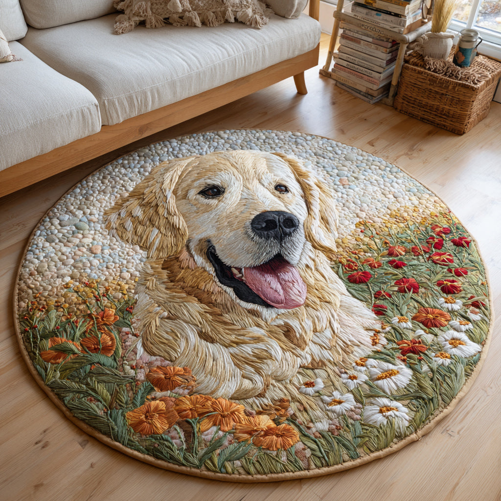 Golden Retriever Peak Quilted Round Mat NCU0HH1579