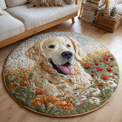 Golden Retriever Peak Quilted Round Mat NCU0HH1579