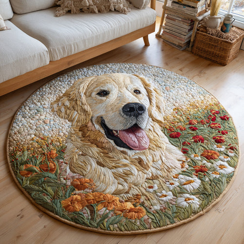 Golden Retriever Peak Quilted Round Mat NCU0HH1579