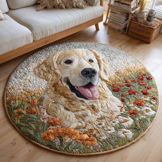 Golden Retriever Peak Quilted Round Mat NCU0HH1579