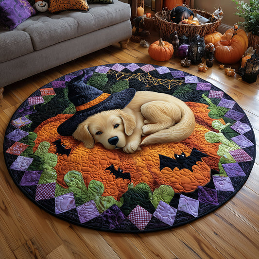 Golden Retriever Pumpkin Quilted Round Mat NCU0TH3246