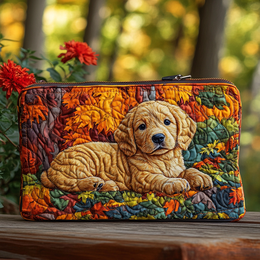 Golden Retriever Smile Quilted Zipper Pouch NCU0DK9652