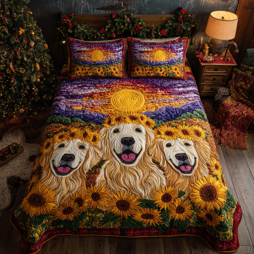Golden Retriever Solstice 3-Piece Quilted Bedding Set NCU0HH1570
