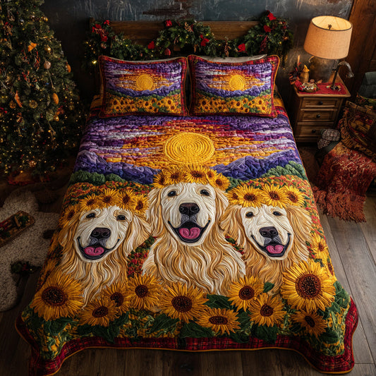 Golden Retriever Solstice 3-Piece Quilted Bedding Set NCU0HH1570