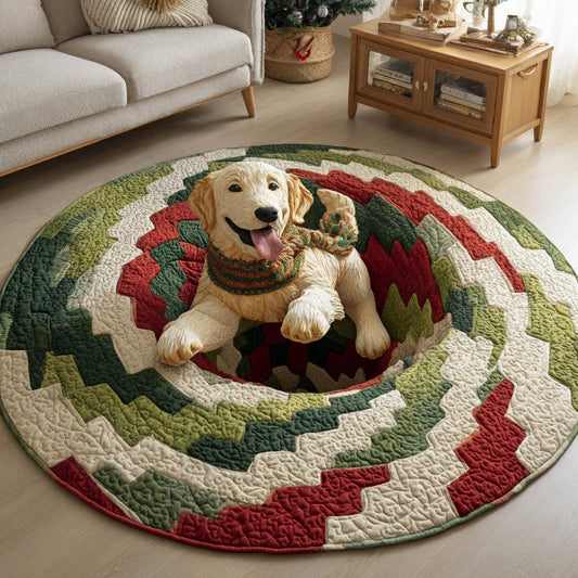 Golden Retriever Spiral Quilted Round Mat NCU0HH663