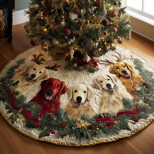 Golden Retriever Spirit Quilted Christmas Tree Skirt NCU0DV8118