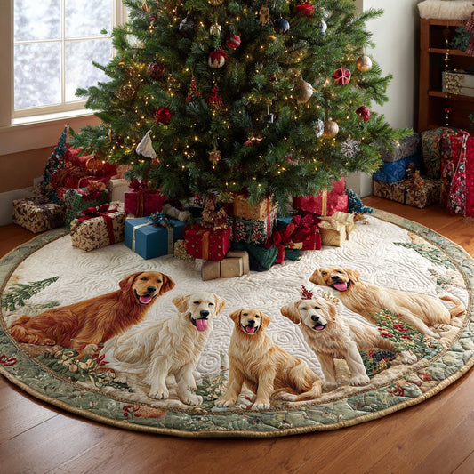 Golden Retriever Spirit Quilted Christmas Tree Skirt NCU0DV8159