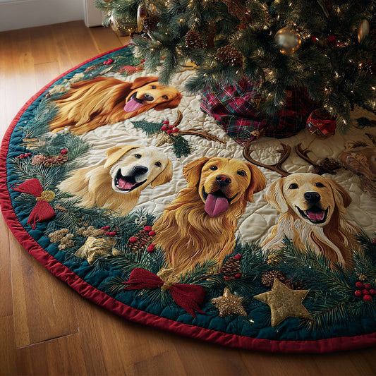 Golden Retriever Wishes Quilted Christmas Tree Skirt NCU0DV8122