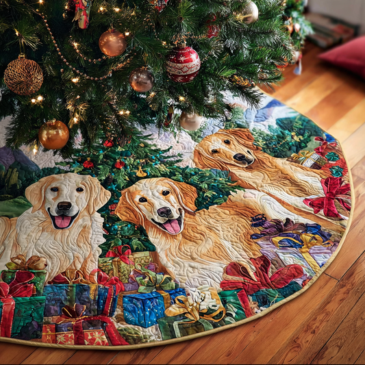 Golden Retrievers Joy Christmas Quilted Tree Skirt NCU0DK10684