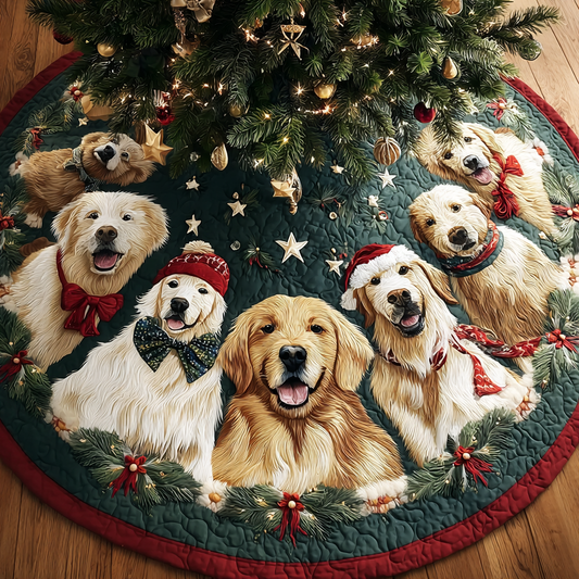 Golden Retrievers Magic Christmas Quilted Tree Skirt NCU0DK10689