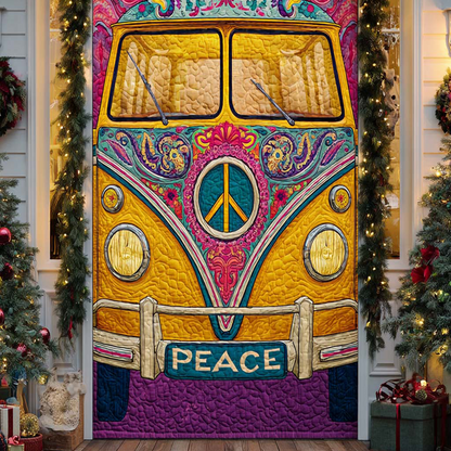 Golden Retro Van Peace Quilted Door Cover NCU0XD1615