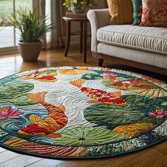 Golden Ripple Quilted Round Mat NCU0DV6867