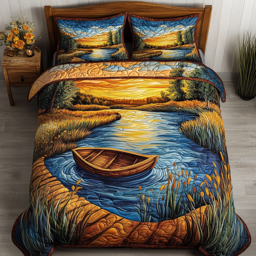 Golden River 3-Piece Quilted Bedding Set NCU0DK6178
