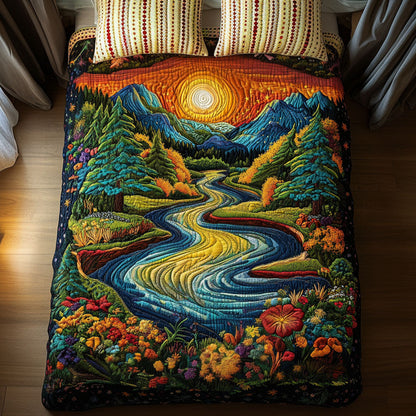 Golden River 3-Piece Quilted Bedding Set NCU0NT3683