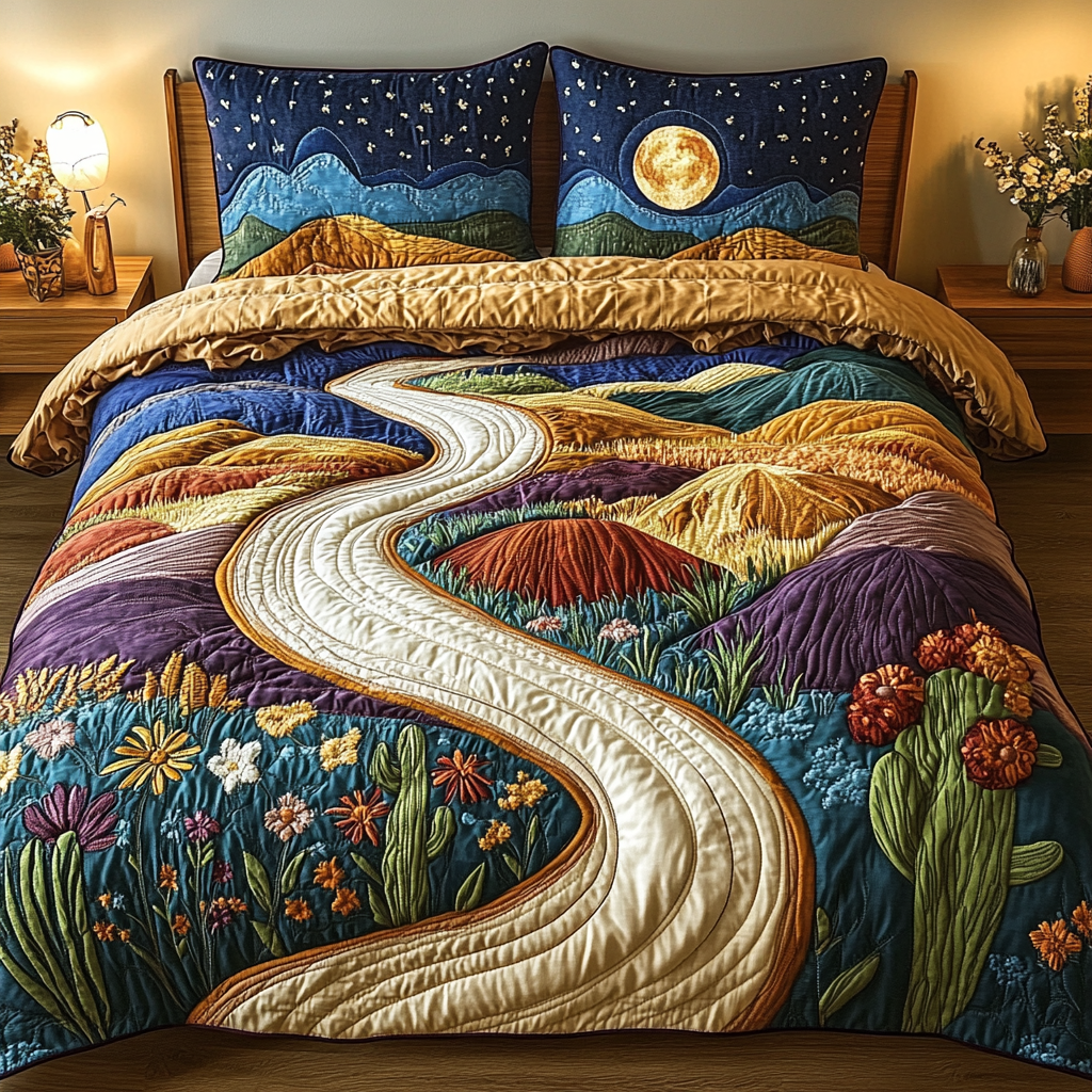Golden Road 3-Piece Quilted Bedding Set NCU0DK9758