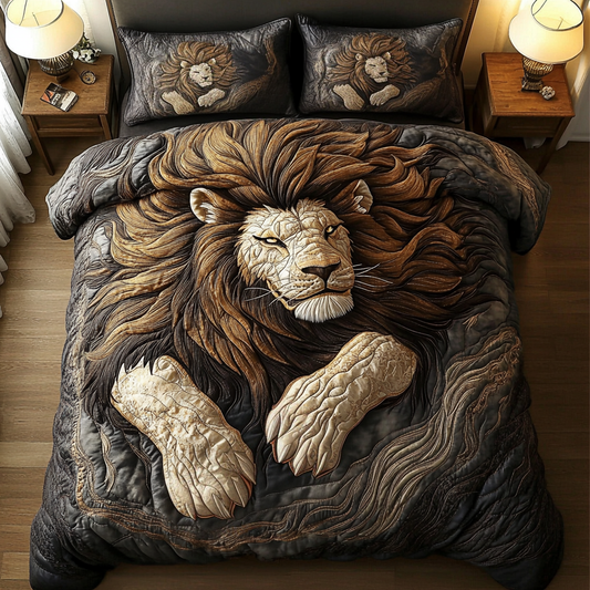 Golden Roar 3-Piece Quilted Bedding Set NCU0VH4657