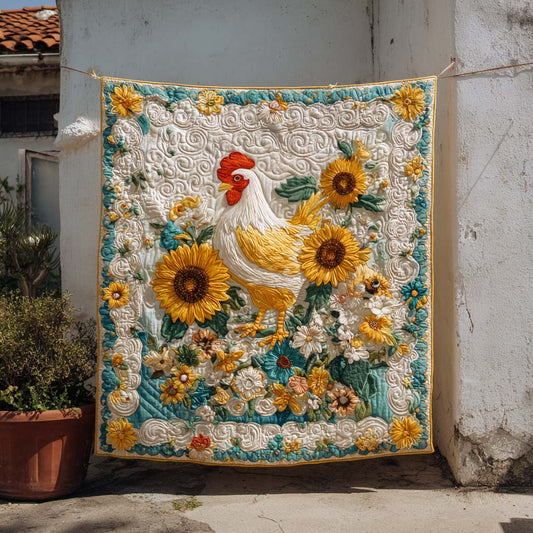Golden Rooster Bloom Quilted Blanket NCU0NT9152