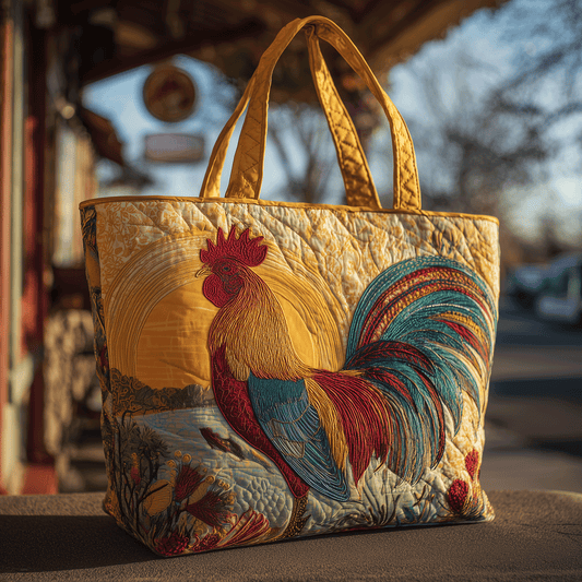 Golden Rooster Quilted Tote Bag NCU0TH2825