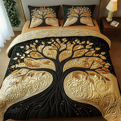 Golden Roots 3-Piece Quilted Bedding Set NCU0VH1691