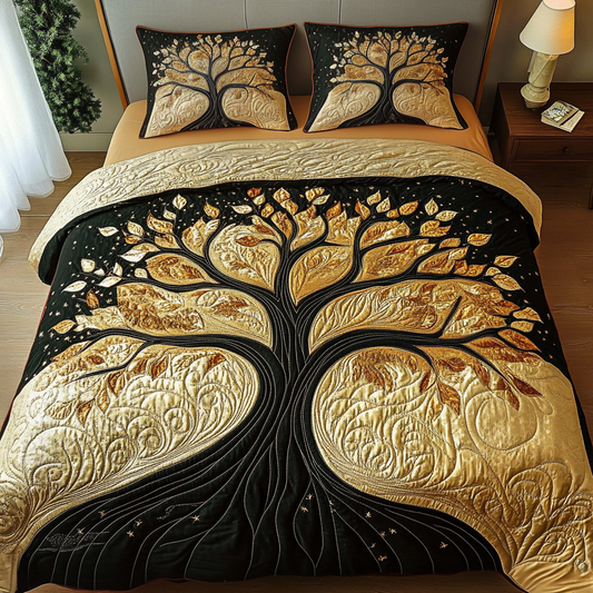 Golden Roots 3-Piece Quilted Bedding Set NCU0VH1691