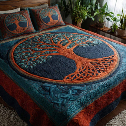 Golden Roots 3-Piece Quilted Bedding Set NCU0XD2394