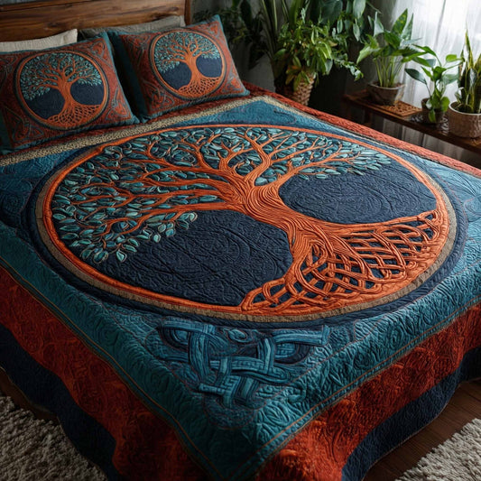 Golden Roots 3-Piece Quilted Bedding Set NCU0XD2394