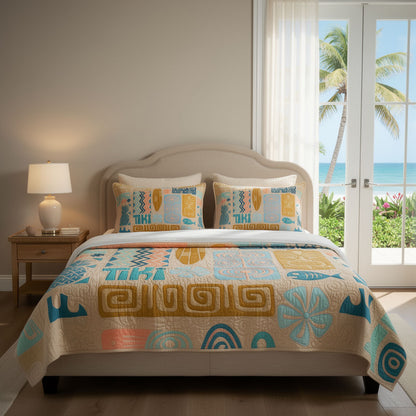 Golden Sand Retreat 3-Piece Quilted Bedding Set NCU0PT11701