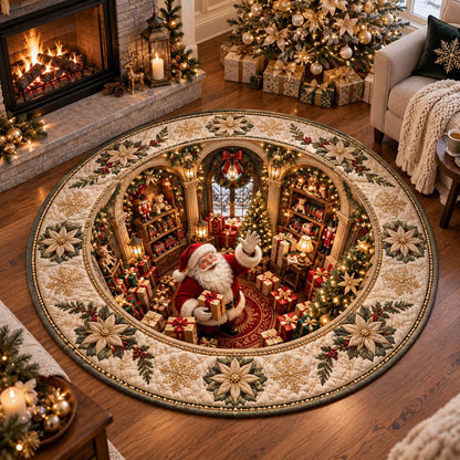 Golden Santa Hideaway Quilted Round Mat NCU0DV10256