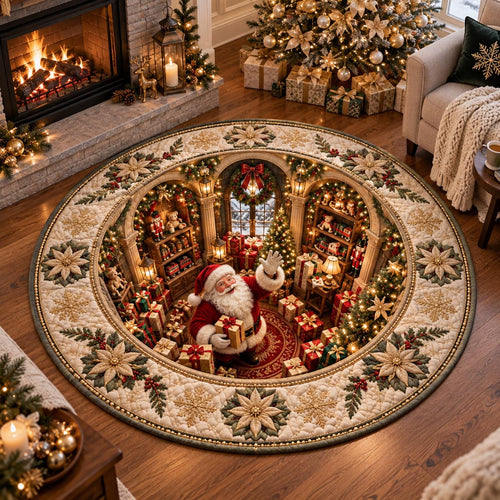 Golden Santa Hideaway Quilted Round Mat NCU0DV10256