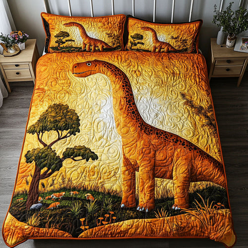 Golden Sauropod 3-Piece Quilted Bedding Set NCU0NT6918